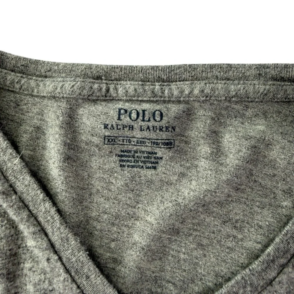 Polo Ralph Lauren Men's Gray Long Sleeve V-Neck Pony Logo T-Shirt XXL